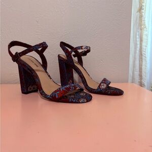 Gianni Bini Red and Blue Patterned Heels